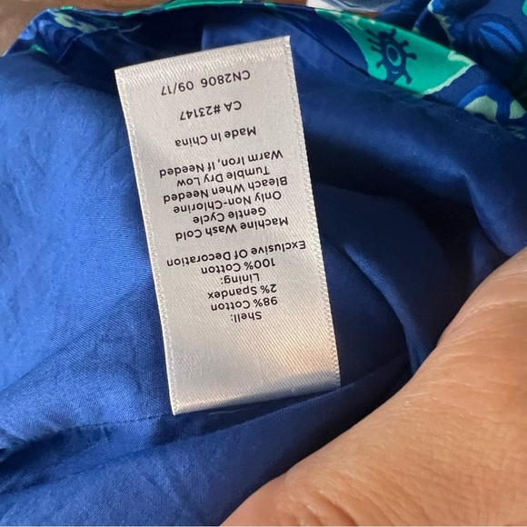 Talbots Blue & Green Fish Print Sheath Dress Cotton Blend - Picture 7 of 9